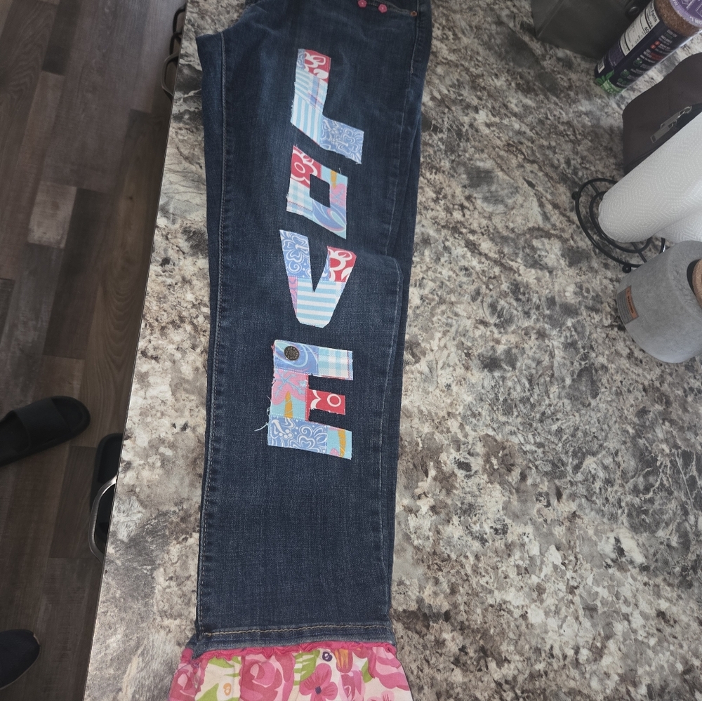 Upcycled Levi Jeans Vibrant And Colorful Hand Made